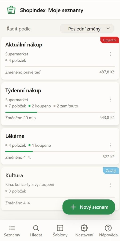 Shopindex – přehled nákupních seznamů