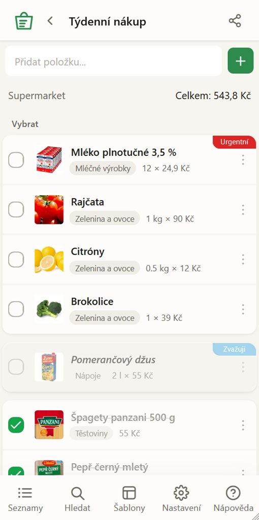 Shopindex – prioritní seznam s urgentním zvýrazněním