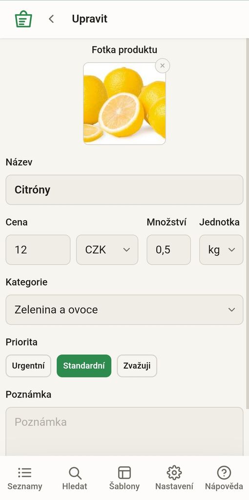 Shopindex – seznam položek s odškrtáváním